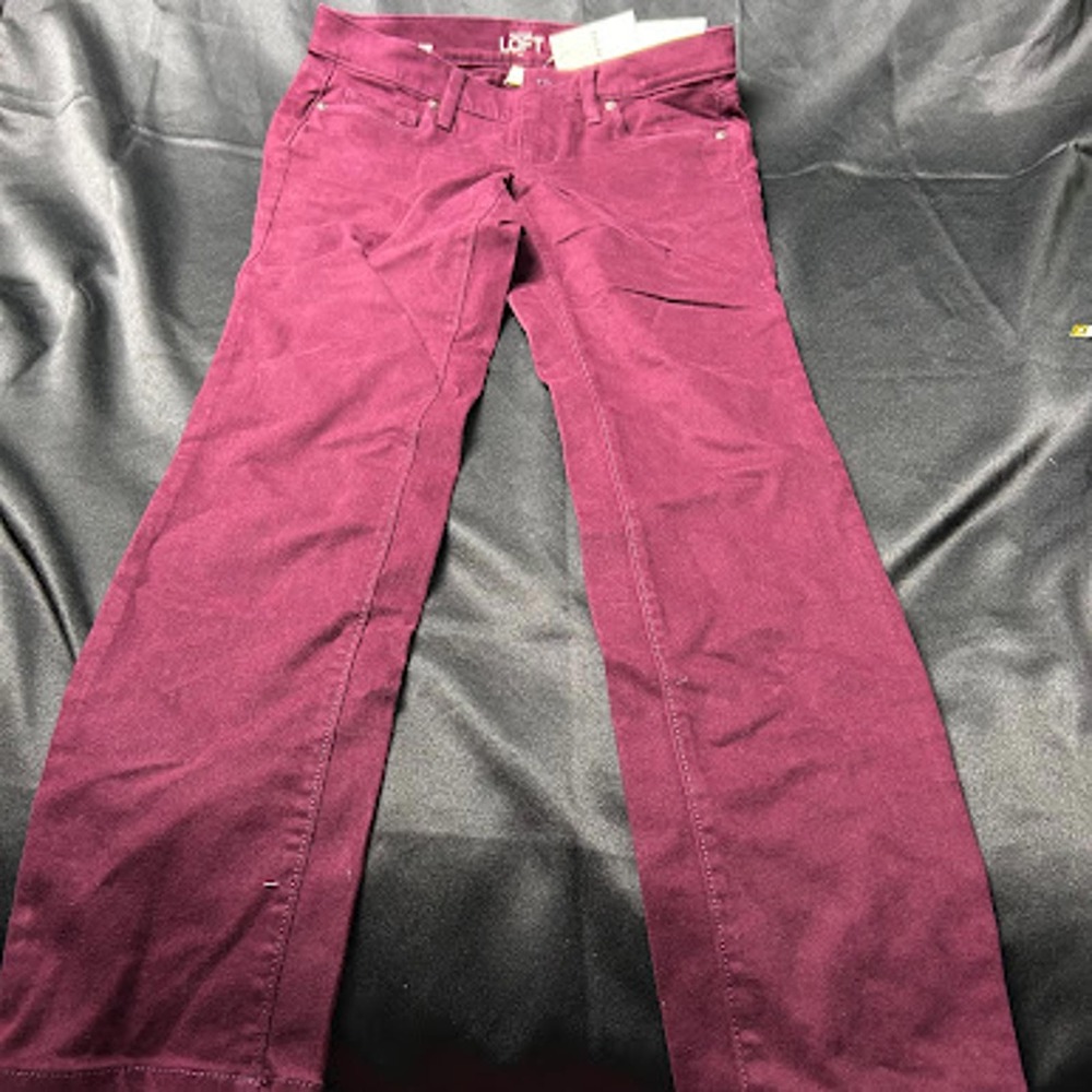 Ann Taylor LOFT Outlet Petite Burgundy Straight Leg Pants Maroon Size 2P NEW